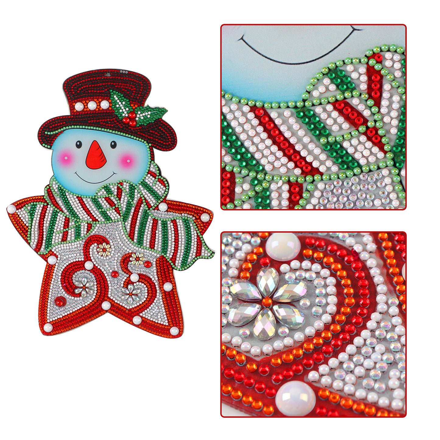 DIY Diamond Painted Wreath-Christmas Snowman with Stars