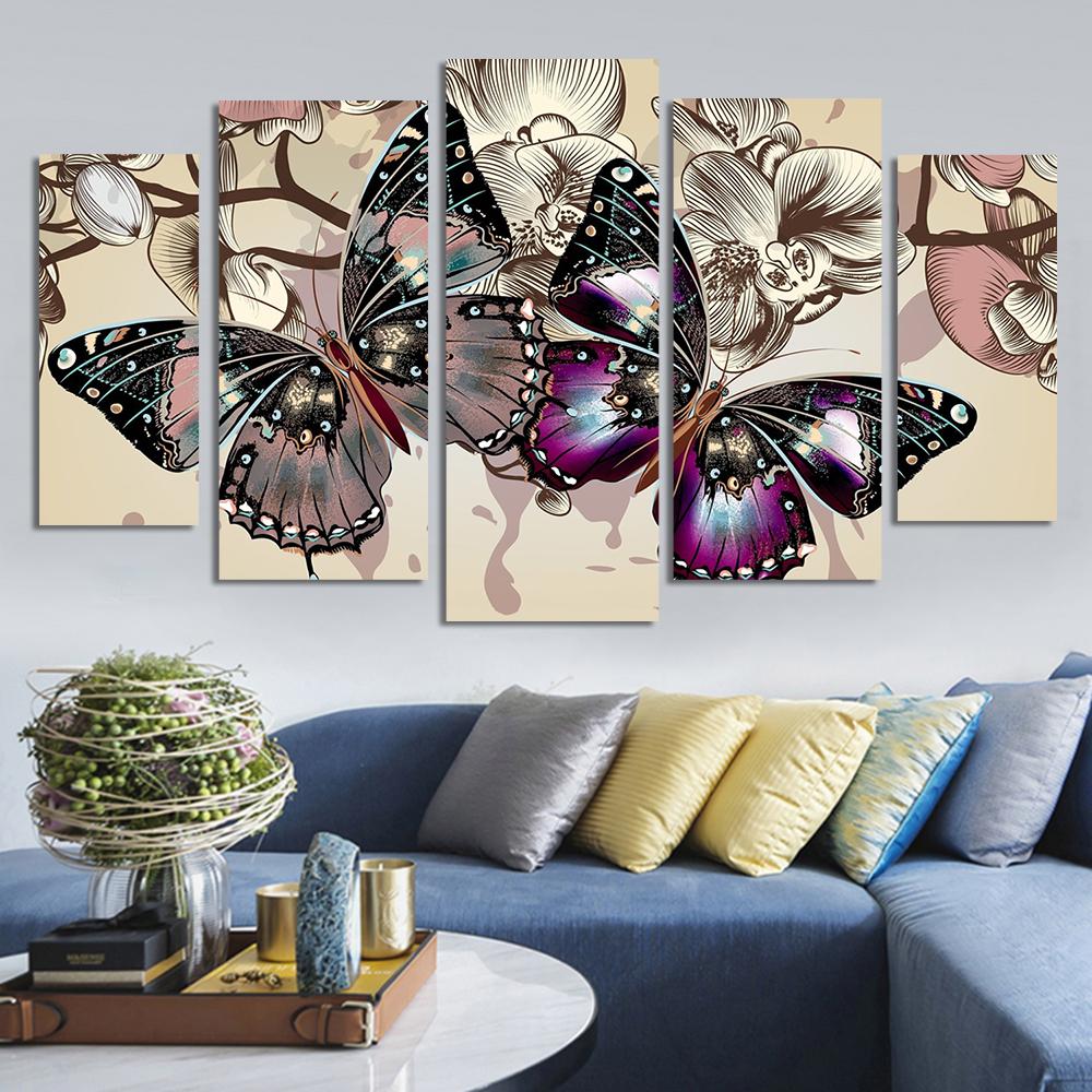Papillon Et Fleur | Kits complets de peinture au diamant rond 
