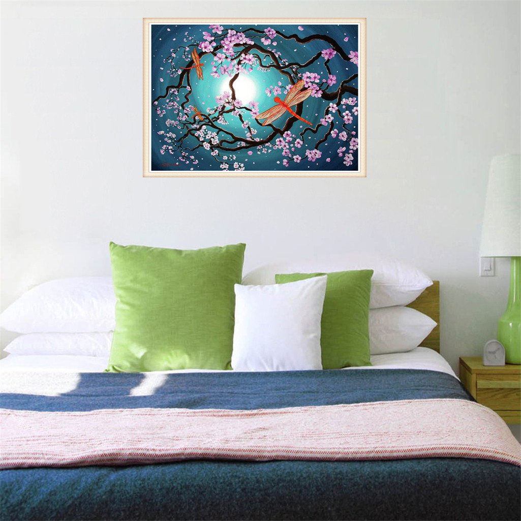 Sakura and dragonfly | Full Round Diamond Painting Kits