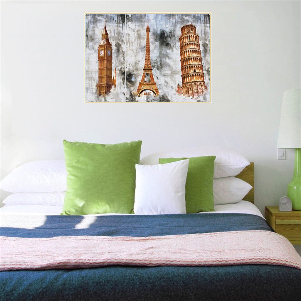 Big Ben, Eiffelturm, Schiefer Turm von Pisa | Vollständige runde Diamant-Malkits