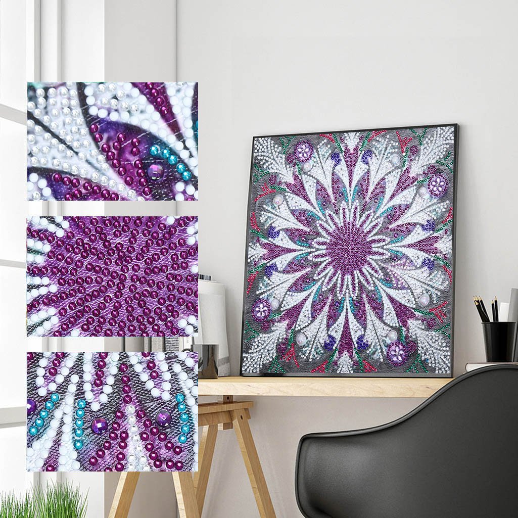 Abstract Art Mandala Flower | Luminous Diamond Painting Kits