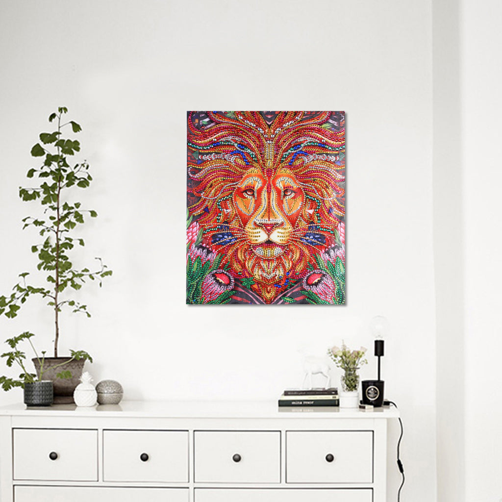 Lion  | Crystal Rhinestone  | Full Round Diamond Painting Kits