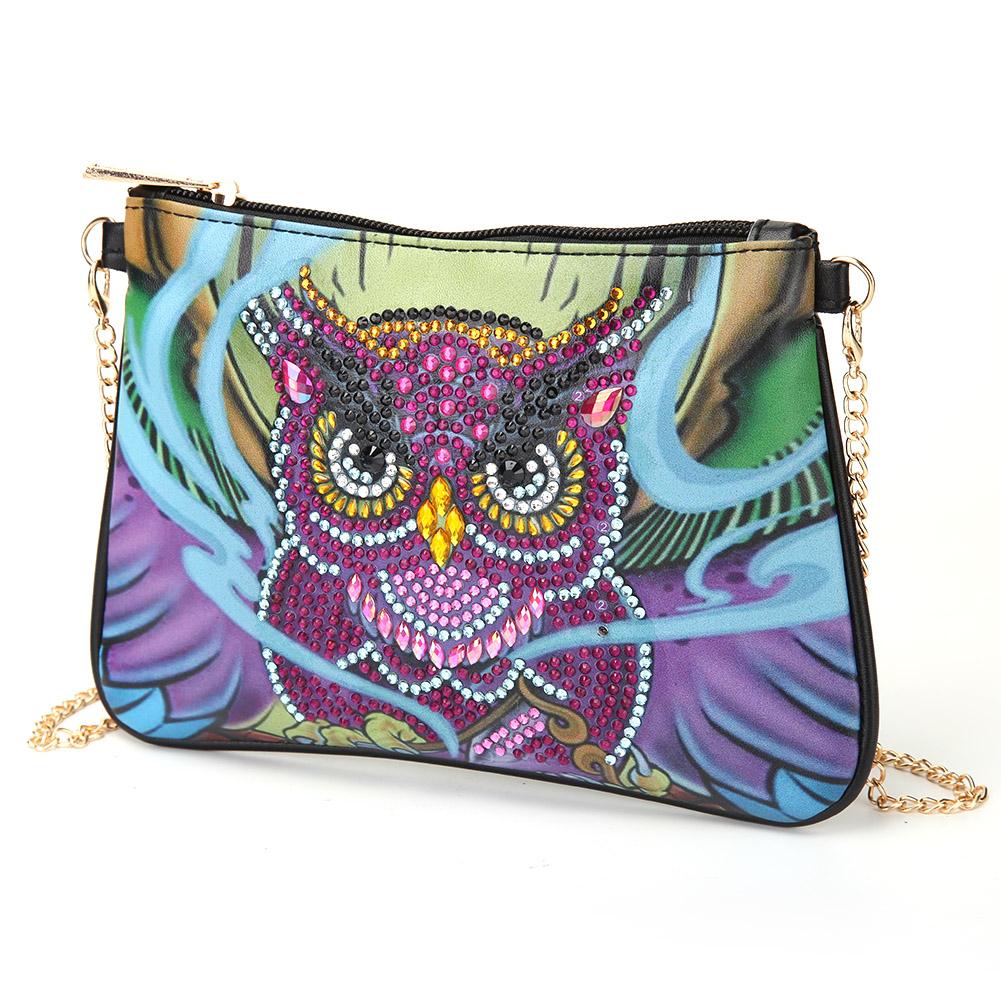 DIY Owl shaped diamond painting one-shoulder chain lady bag