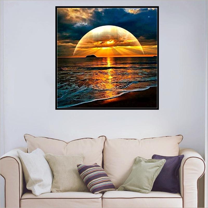 The sea under the sunset | Full Round Diamond Painting Kits