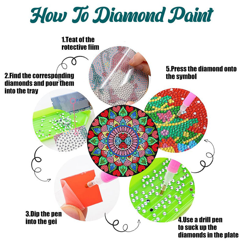 4PCS Diamond Painting Placemats Dish Mats | Mandala