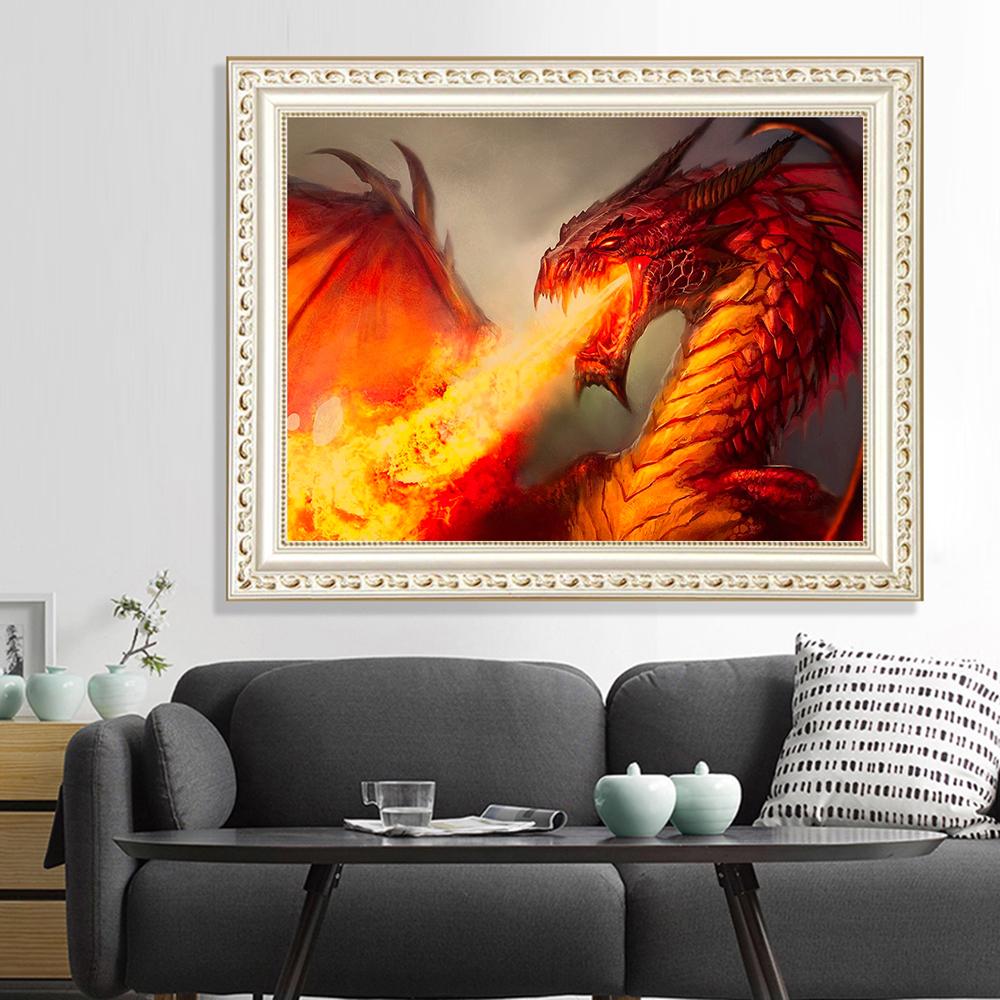Fire-Breathing Dragon | Full Round Diamond Painting Kits