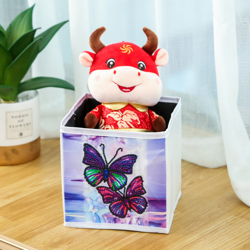 Boîte de rangement pour la maison en tissu papillon avec peinture au diamant en forme de bricolage