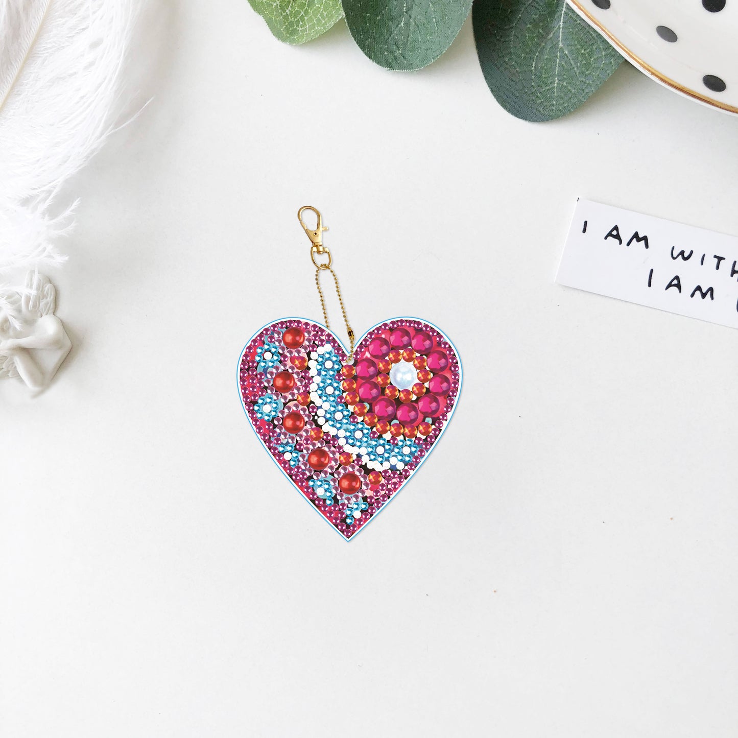 DIY keychain | Heart | Double-sided | Five Piece Set