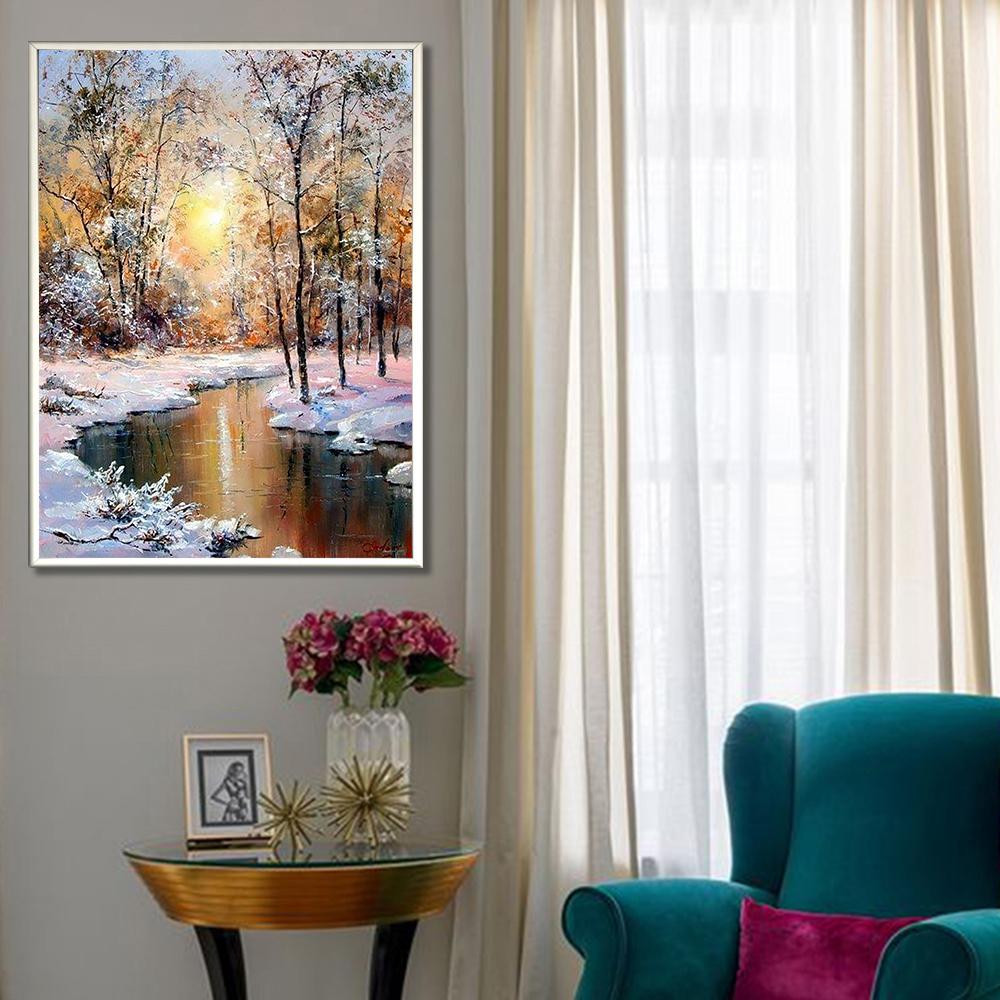 Schnee-Baum-Landschaft | Full Square Diamond Painting Kits