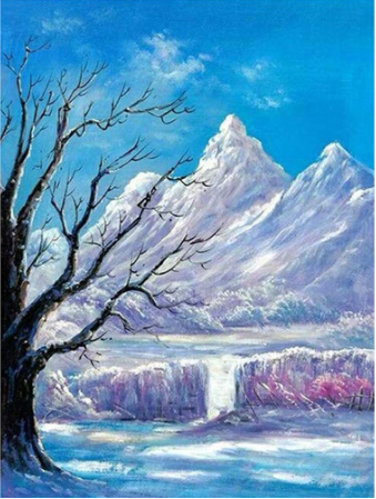 Arbre des quatre saisons en hiver | Kits complets de peinture au diamant rond