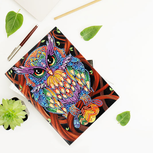 A5 5D Notebook DIY Part Special Shape Rhinestone Diary Book | Owl