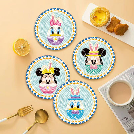 5 pcs set DIY Special Shaped Diamond Painting Coaster | Mickey