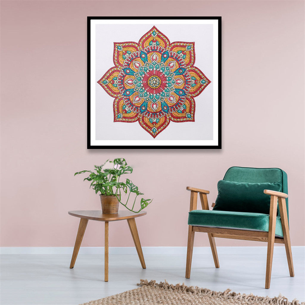 Mandala-abstrakte Kunst-Blume | Kristall Strass | Vollständige runde Diamant-Malkits