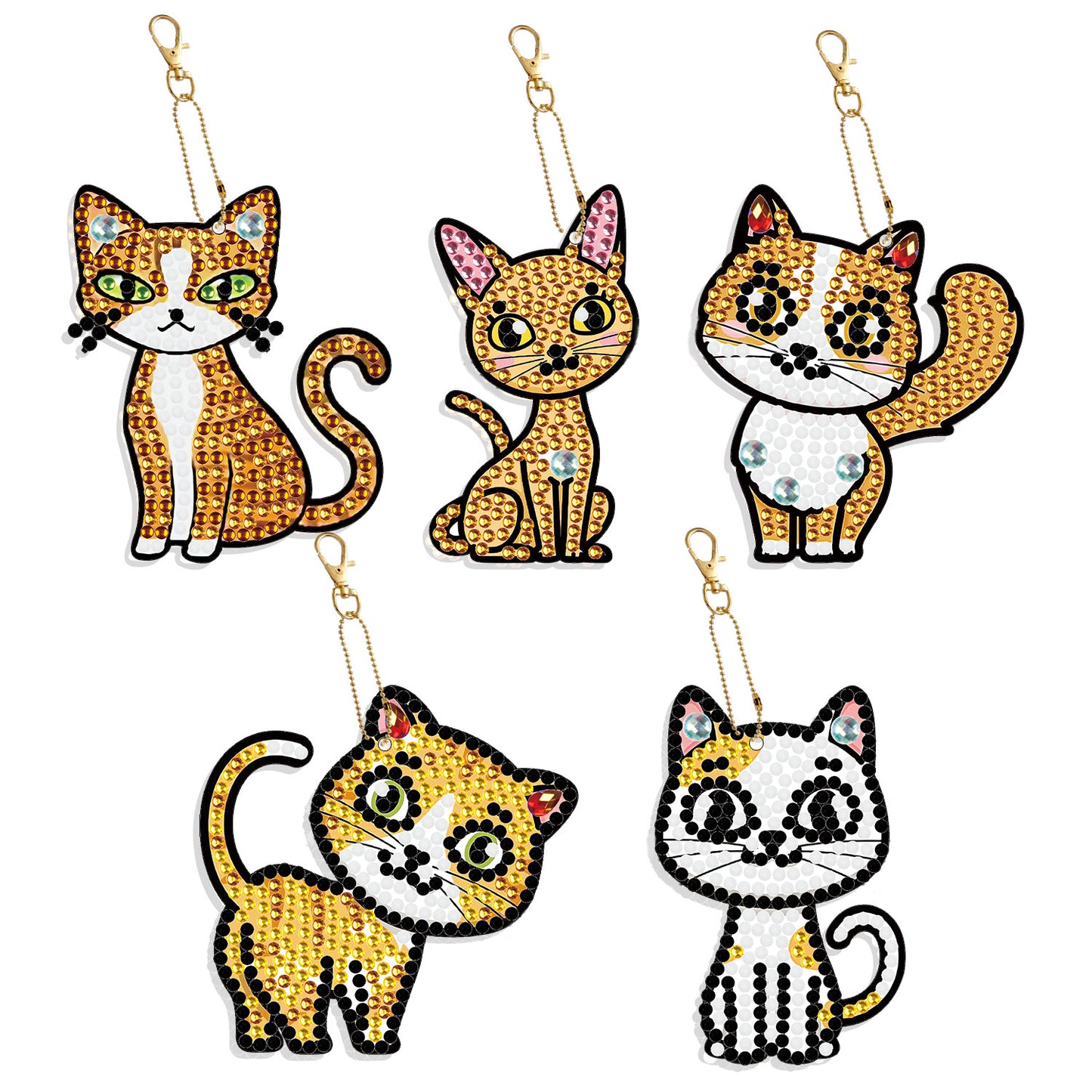 DIY keychain | Cat | Double-sided | Five Piece Set