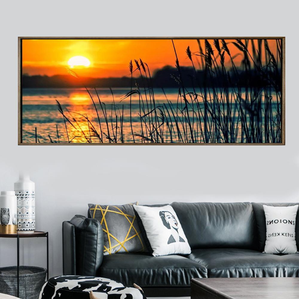 Reeds in the Sunset Scenery  | Full Round Diamond Painting Kits