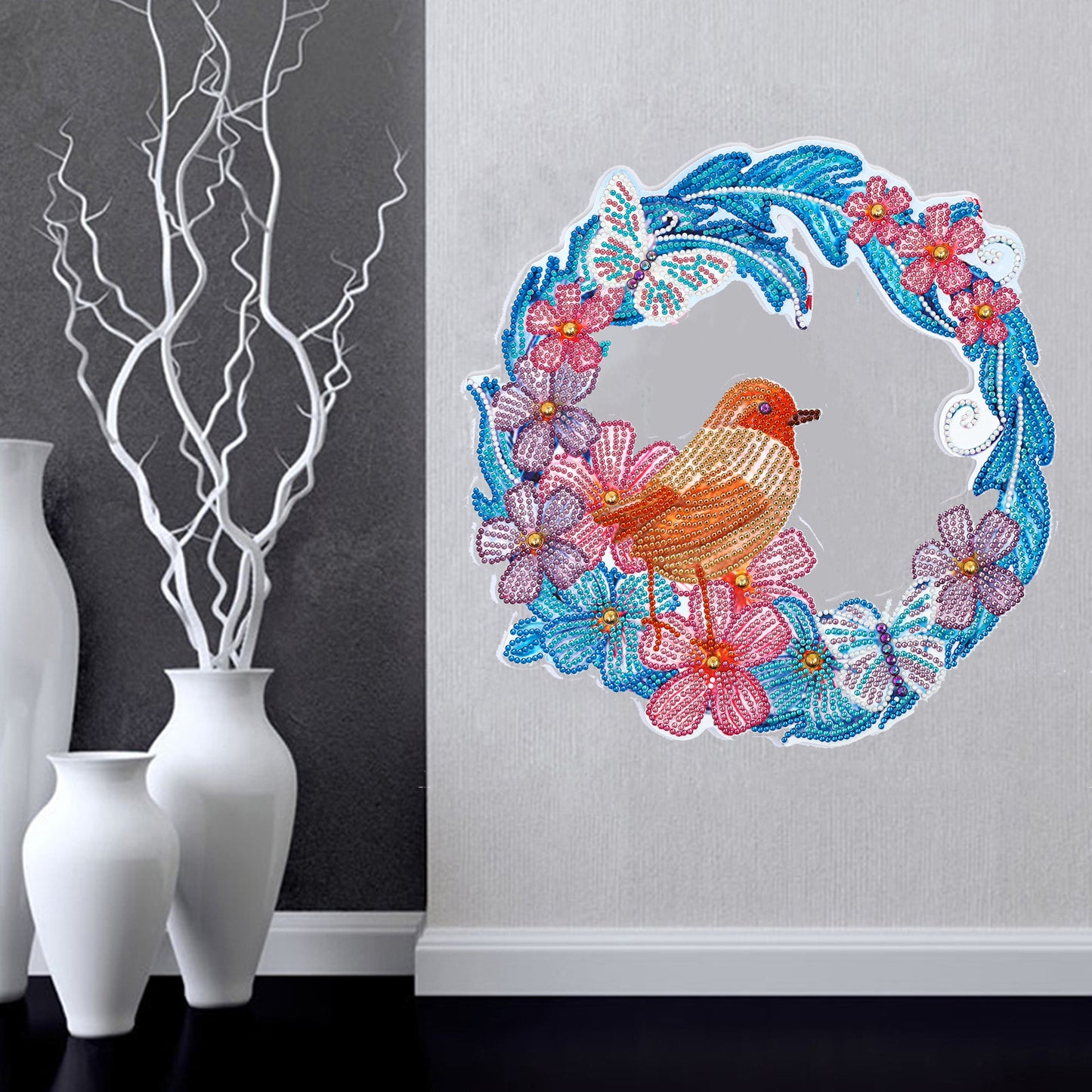 DIY Special-shaped diamond painting wreath | Bird