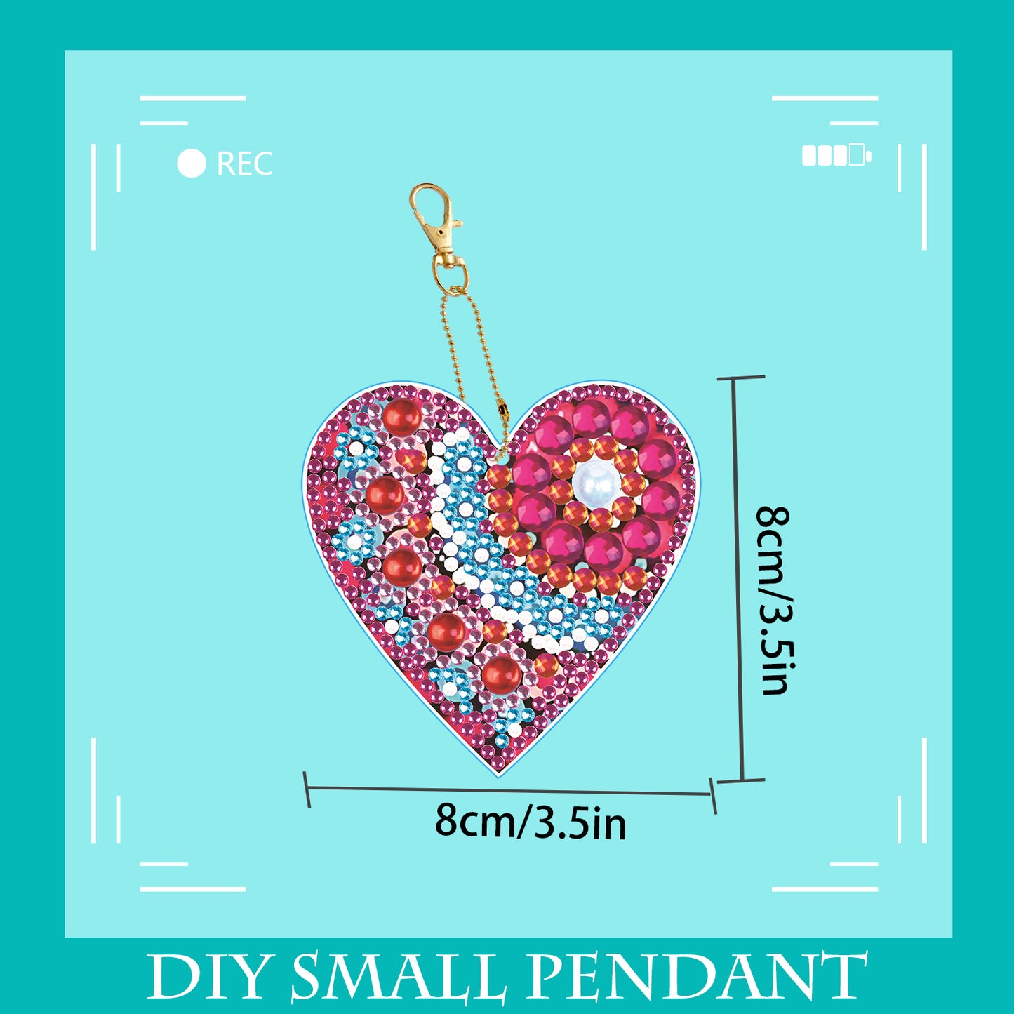 DIY keychain | Heart | Double-sided | Five Piece Set