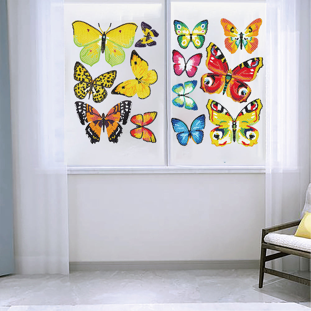 4pcs/pack Round Diamond Painting Stickers Wall Sticker | Butterfly