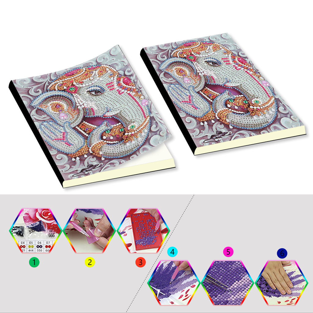 A5 5D Notebook DIY Partie Forme Spéciale Strass Journal Journal | Éléphant