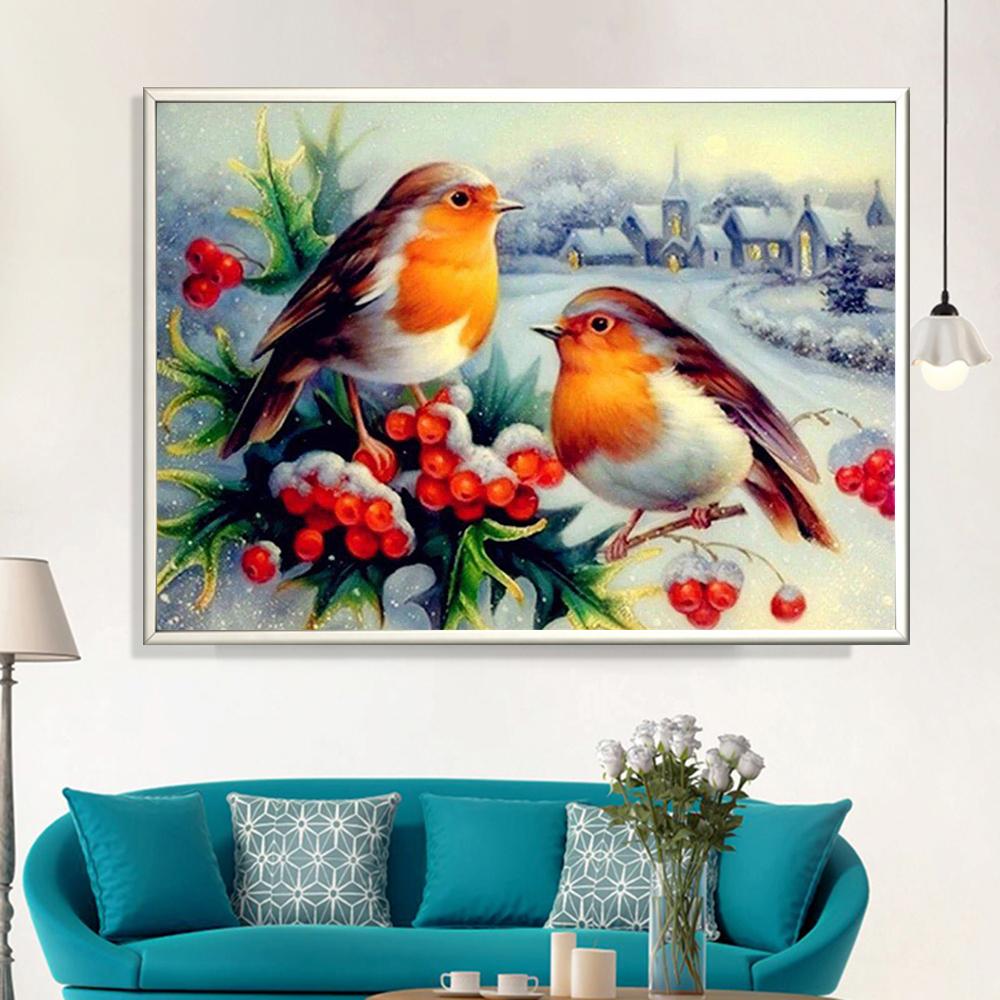 Robin and Snow  | Full Square Diamond Painting Kits