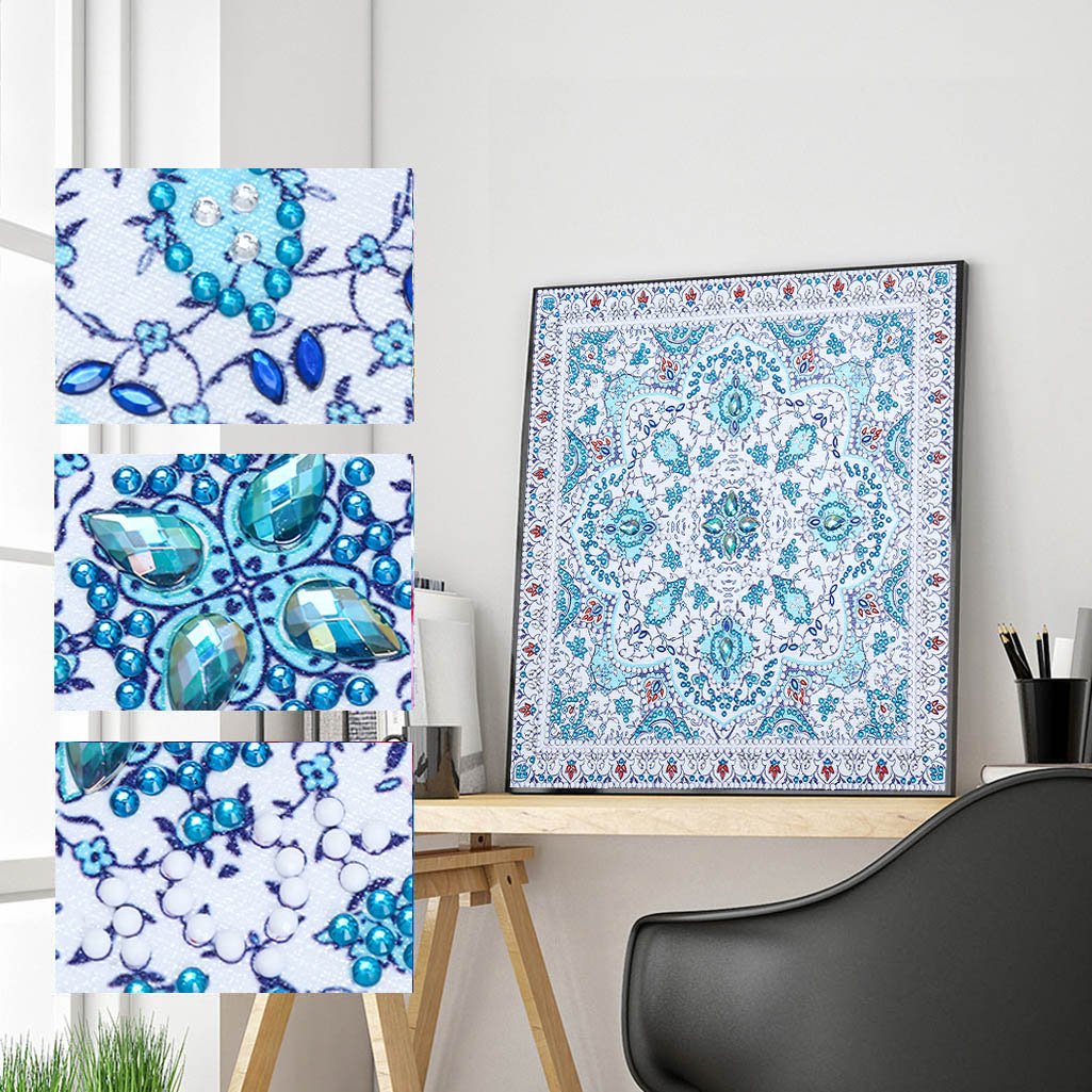 Abstrakte Kunst-Mandala-Blume | Leuchtende Diamant-Malkits 