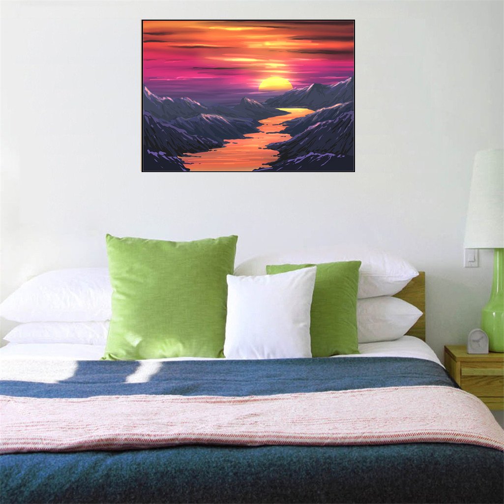 River in the sunset | Full Round Diamond Painting Kits