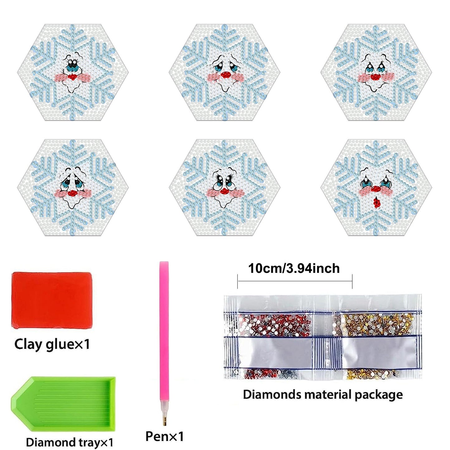 6 pcs set DIY Special Shaped Diamond Painting Coaster  | Snowman (no holder)