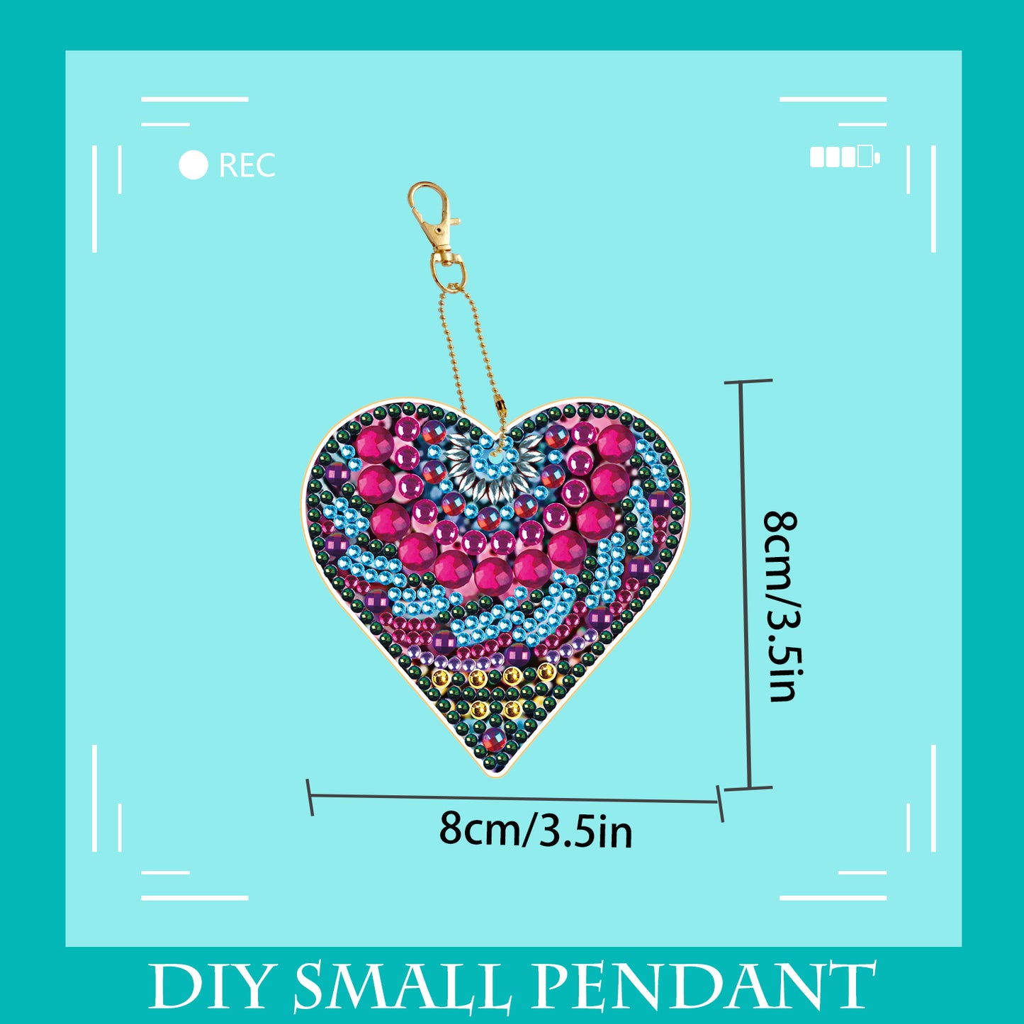 DIY keychain | Heart | Double-sided | Five Piece Set