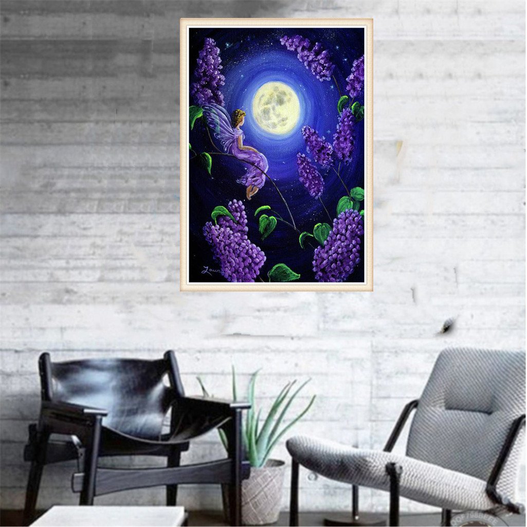 Moon and Fairy | Full Round Diamond Painting Kits