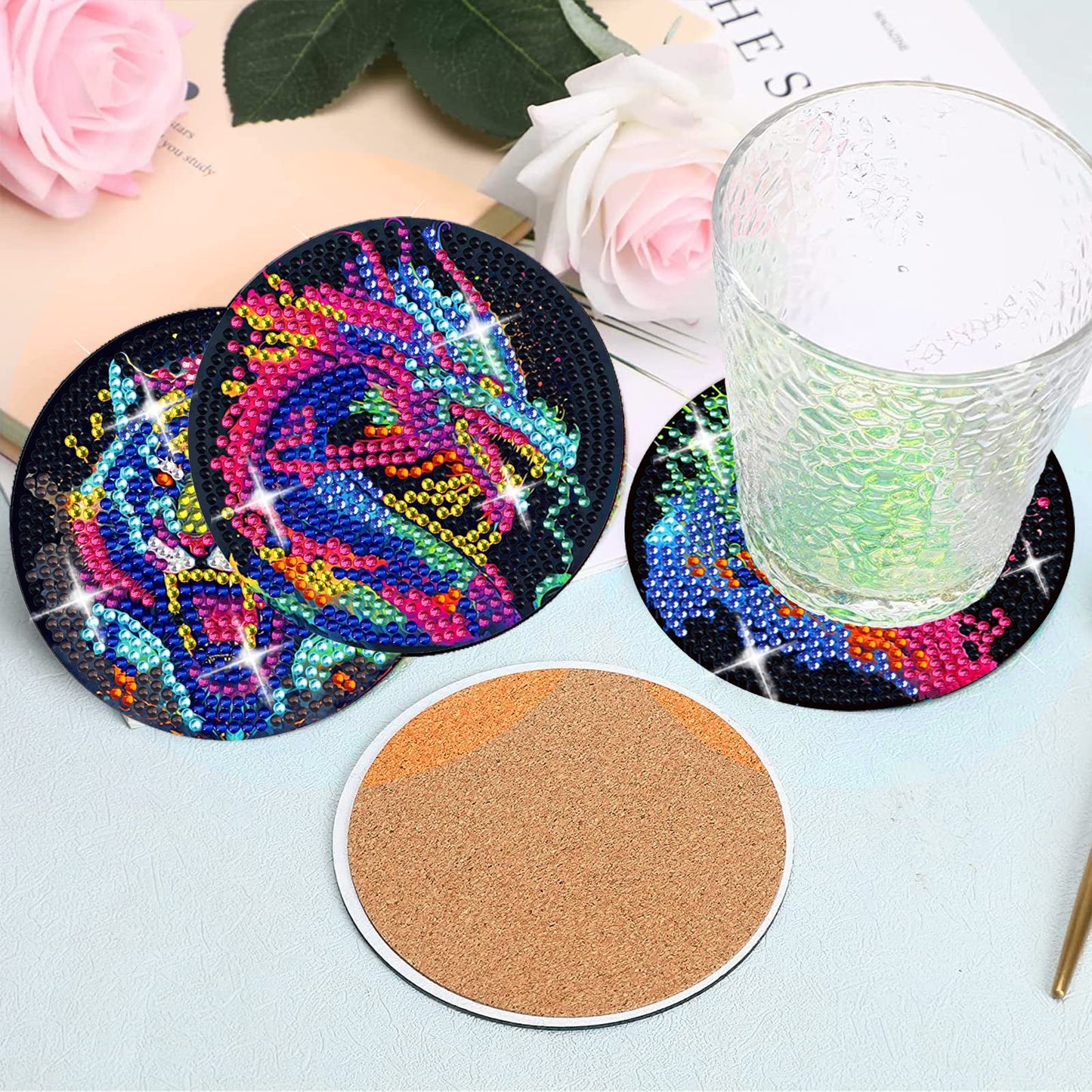 8 pcs set DIY Special Shaped Diamond Painting Coaster  | animal（no holder）