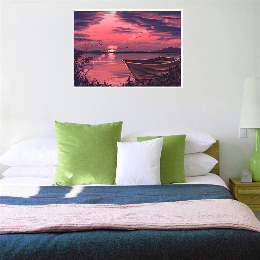 Boat in the sunset | Full Round Diamond Painting Kits