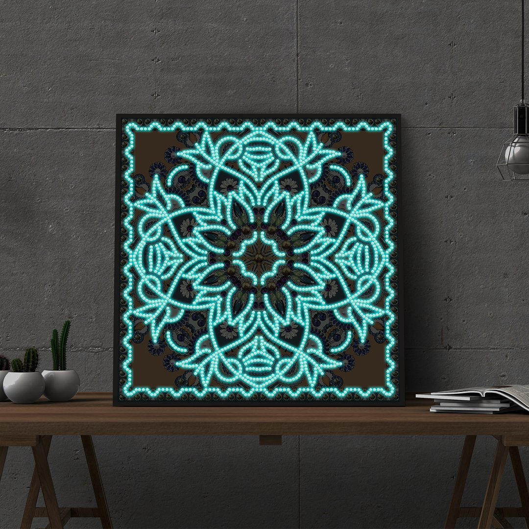 Abstract Art Mandala Flower | Luminous Diamond Painting Kits