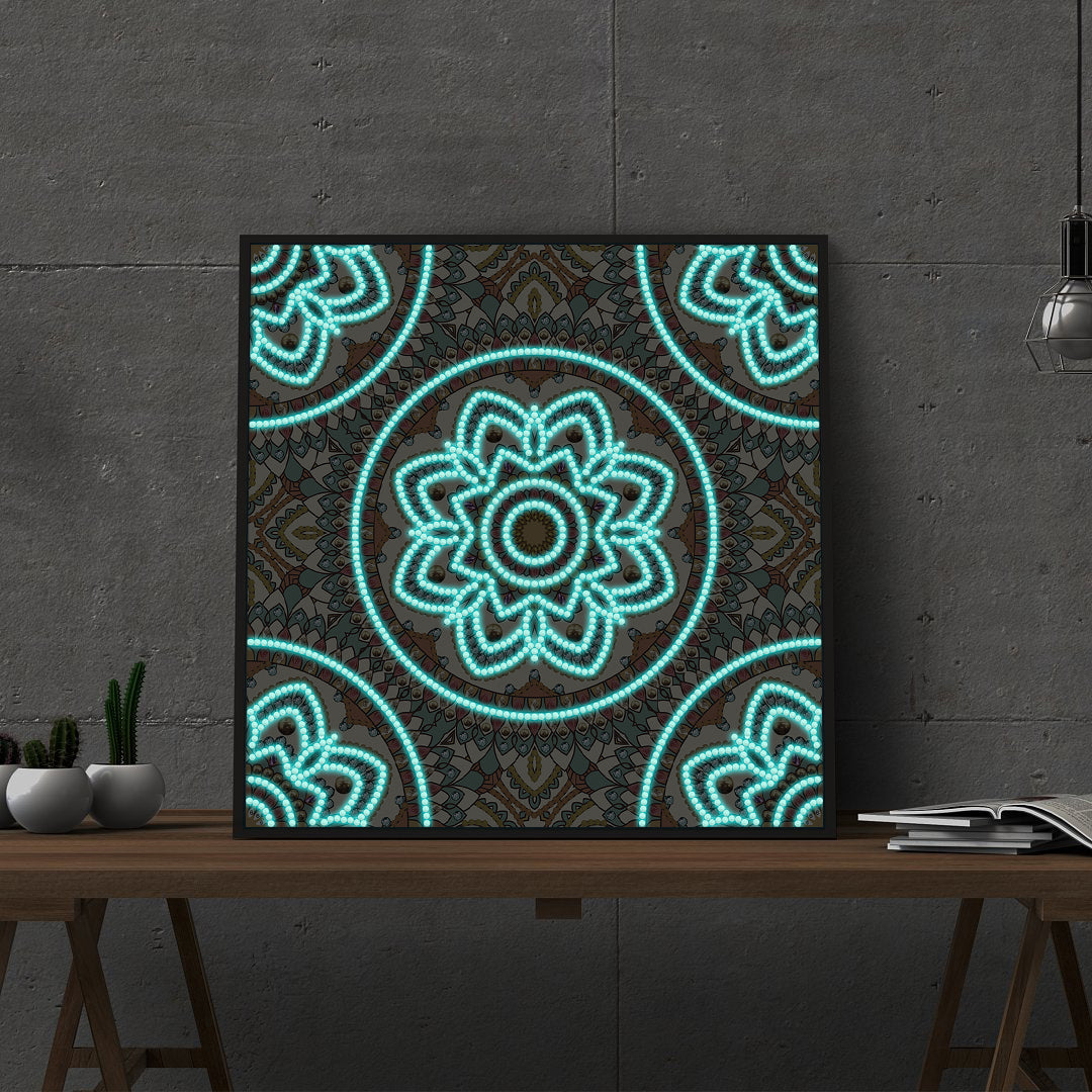 Abstract Art Mandala Flower | Luminous Diamond Painting Kits