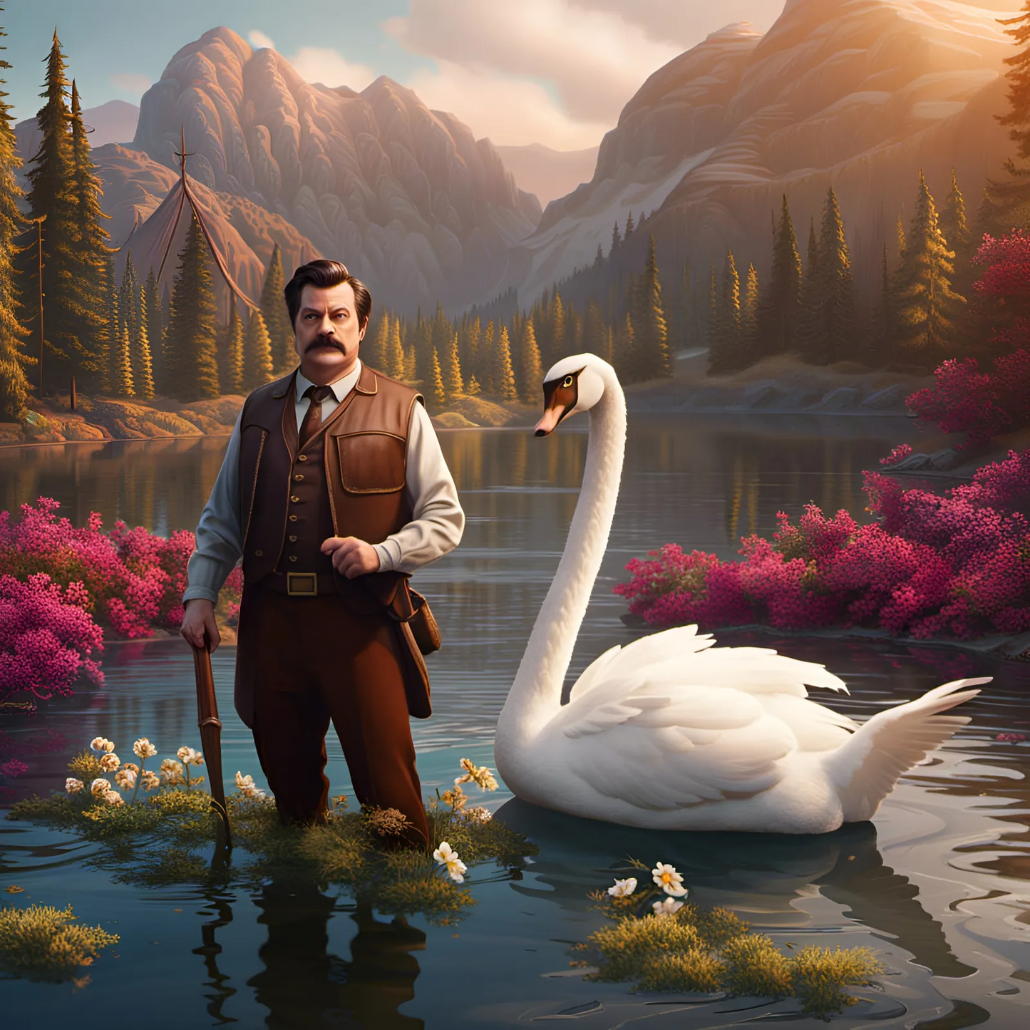 AB Diamond Painting  |  Man and Swan