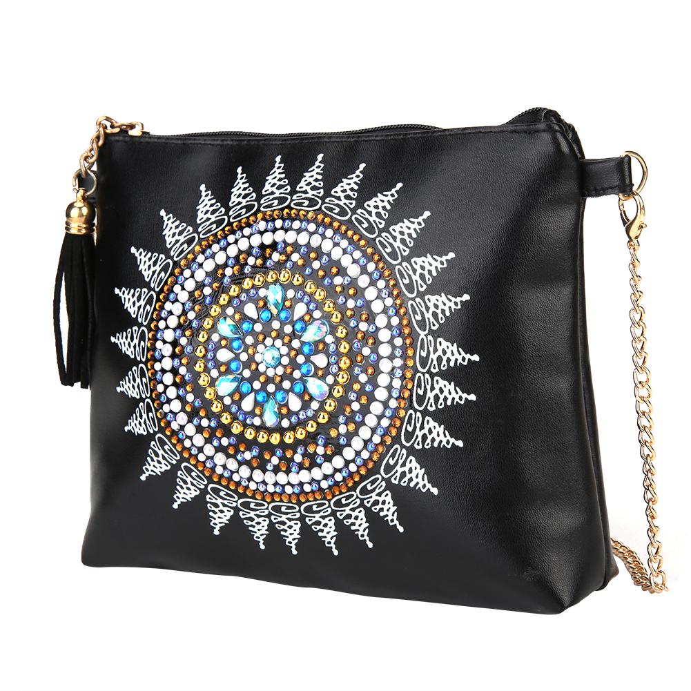 DIY Mandala shaped diamond painting one-shoulder chain lady bag