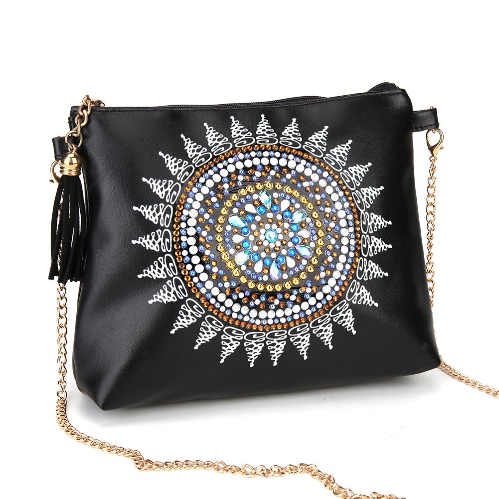 DIY Mandala shaped diamond painting one-shoulder chain lady bag