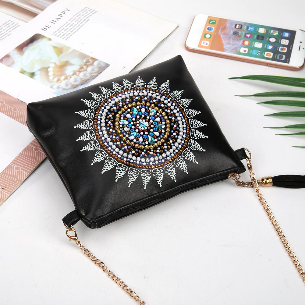 DIY Mandala shaped diamond painting one-shoulder chain lady bag