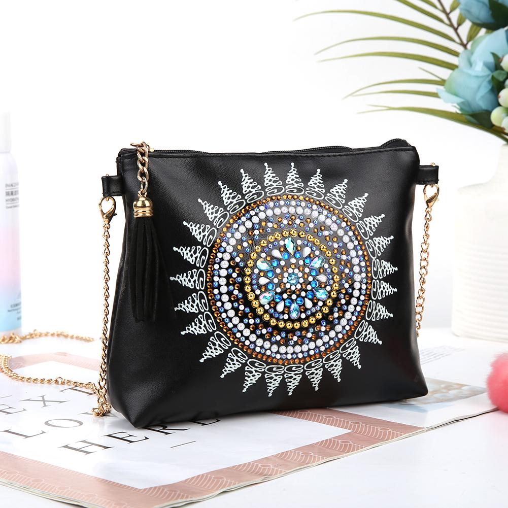 DIY Mandala shaped diamond painting one-shoulder chain lady bag