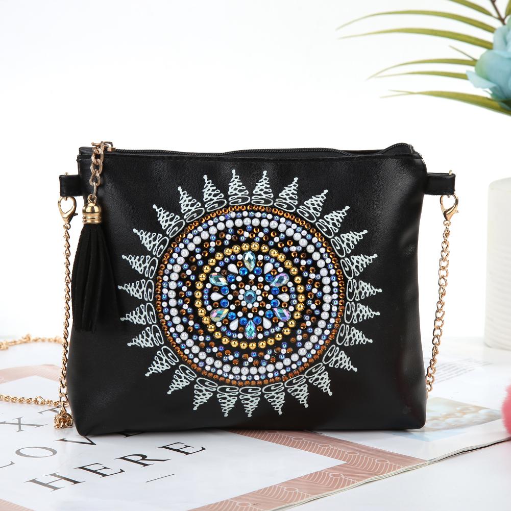 DIY Mandala shaped diamond painting one-shoulder chain lady bag