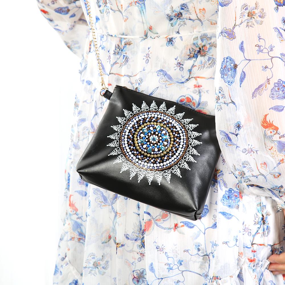 DIY Mandala shaped diamond painting one-shoulder chain lady bag