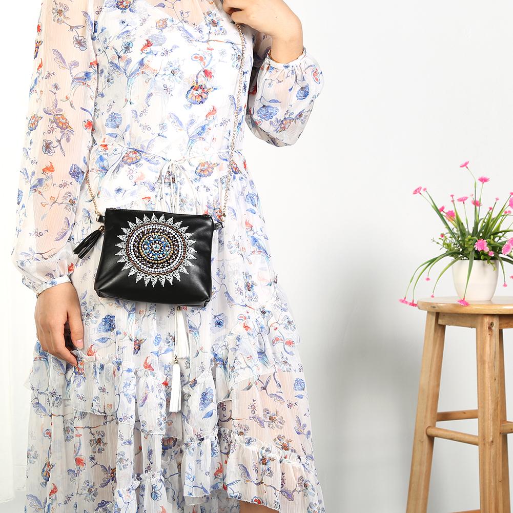 DIY Mandala shaped diamond painting one-shoulder chain lady bag