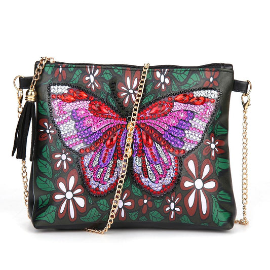 DIY butterfly shaped diamond painting one-shoulder chain lady bag