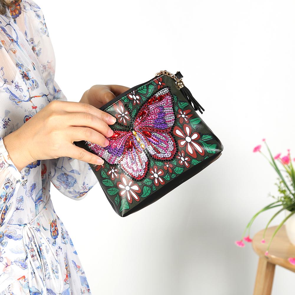 DIY butterfly shaped diamond painting one-shoulder chain lady bag