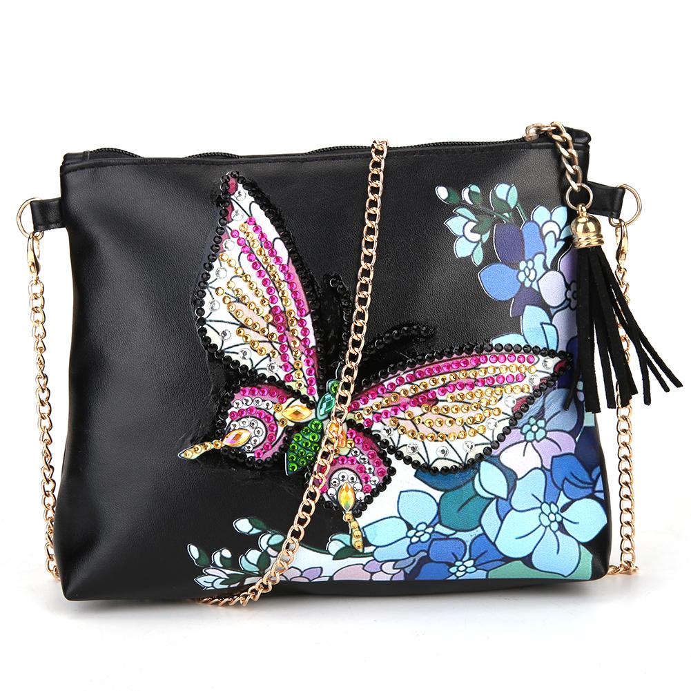 DIY butterfly shaped diamond painting one-shoulder chain lady bag