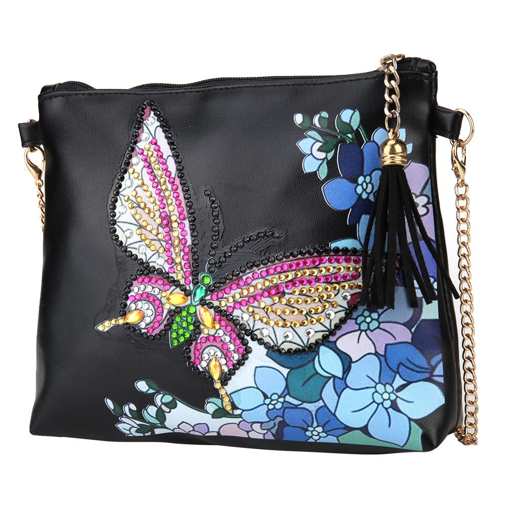 DIY butterfly shaped diamond painting one-shoulder chain lady bag