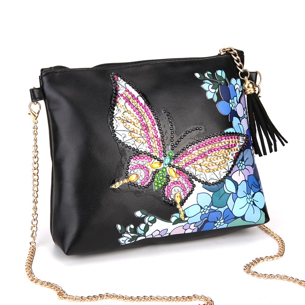 DIY butterfly shaped diamond painting one-shoulder chain lady bag