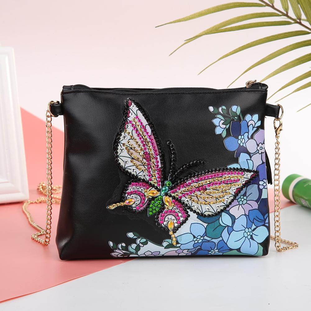 DIY butterfly shaped diamond painting one-shoulder chain lady bag