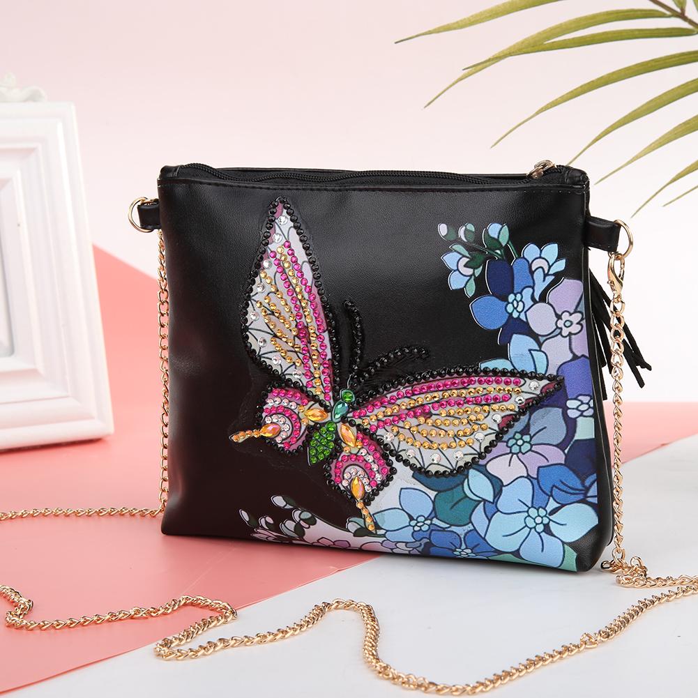 DIY butterfly shaped diamond painting one-shoulder chain lady bag