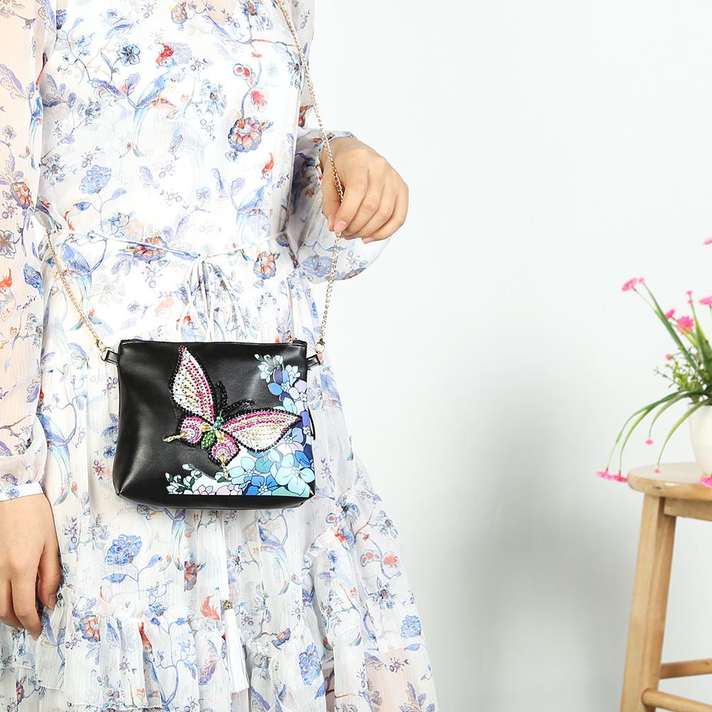 DIY butterfly shaped diamond painting one-shoulder chain lady bag