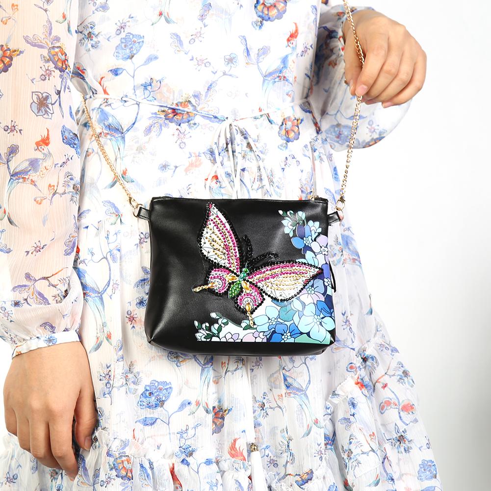 DIY butterfly shaped diamond painting one-shoulder chain lady bag